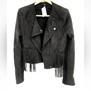 Fate Black Fringe Cropped Jacket women’s Size L